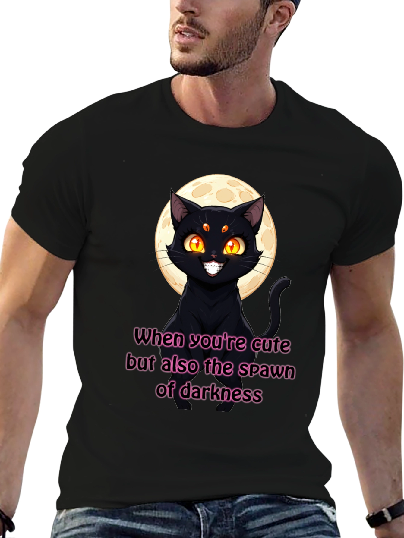 Cute & Dark Cat Graphic T-Shirt