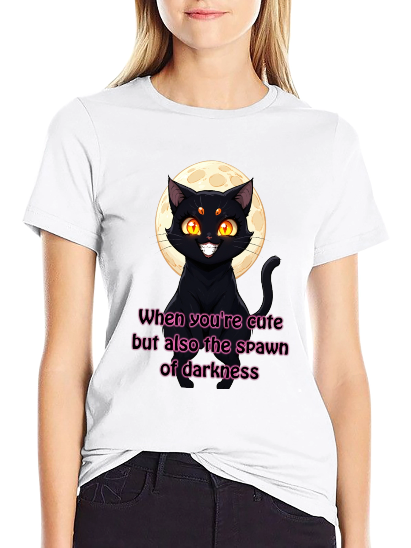 Cute & Dark Cat Graphic T-Shirt