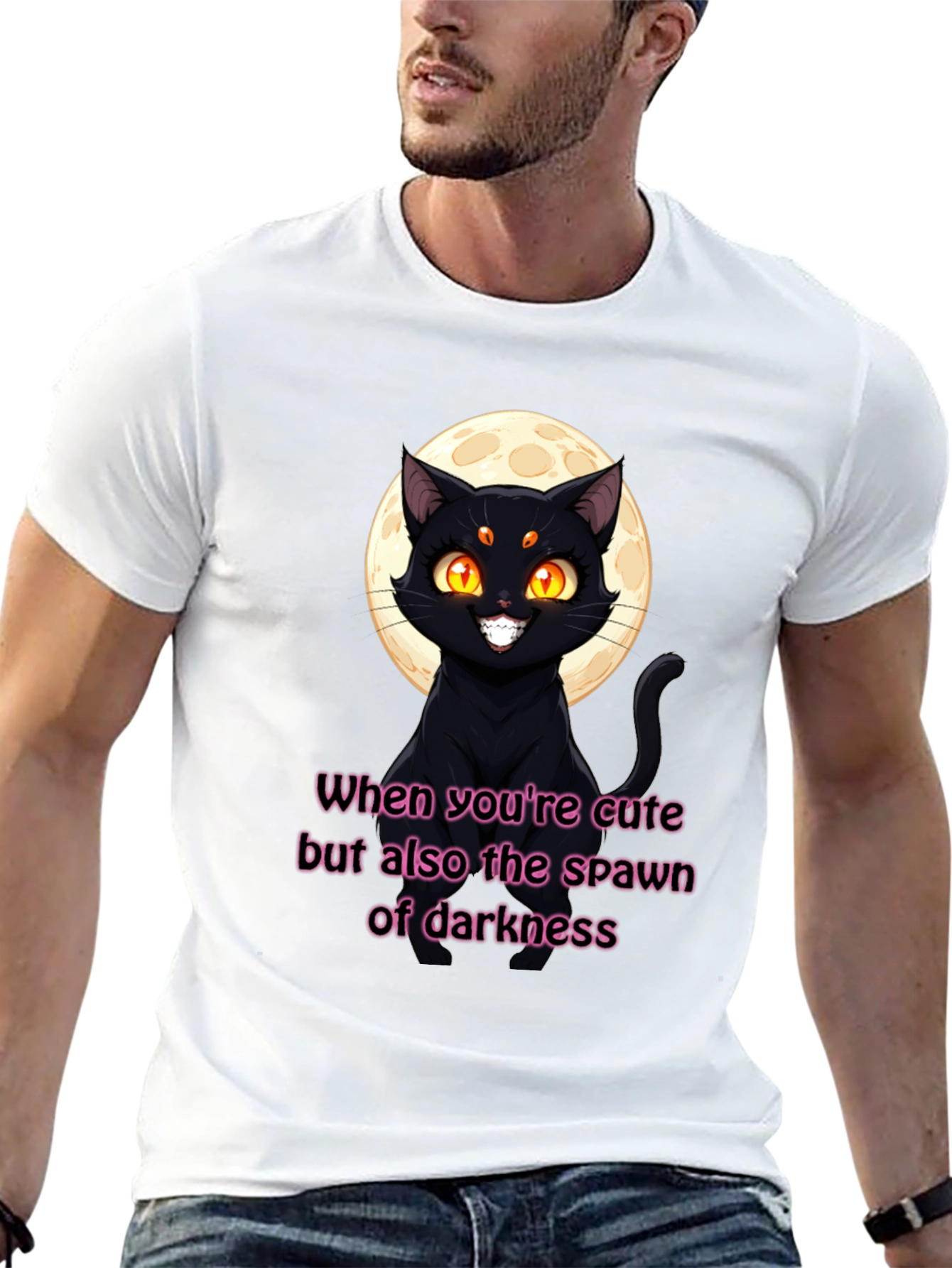 Cute & Dark Cat Graphic T-Shirt