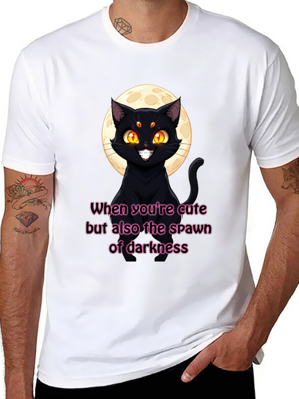 Cute & Dark Cat Graphic T-Shirt