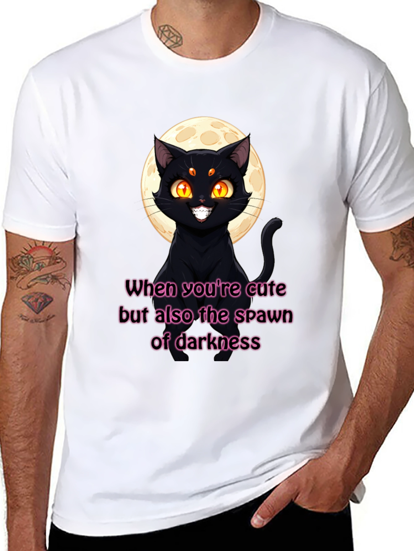 Cute & Dark Cat Graphic T-Shirt