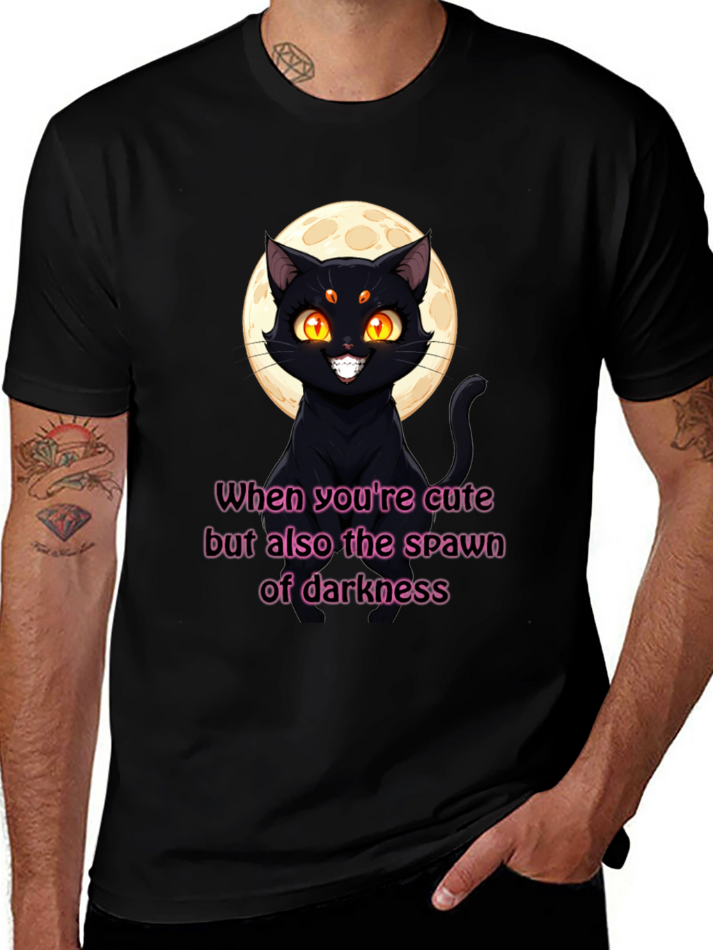 Cute & Dark Cat Graphic T-Shirt