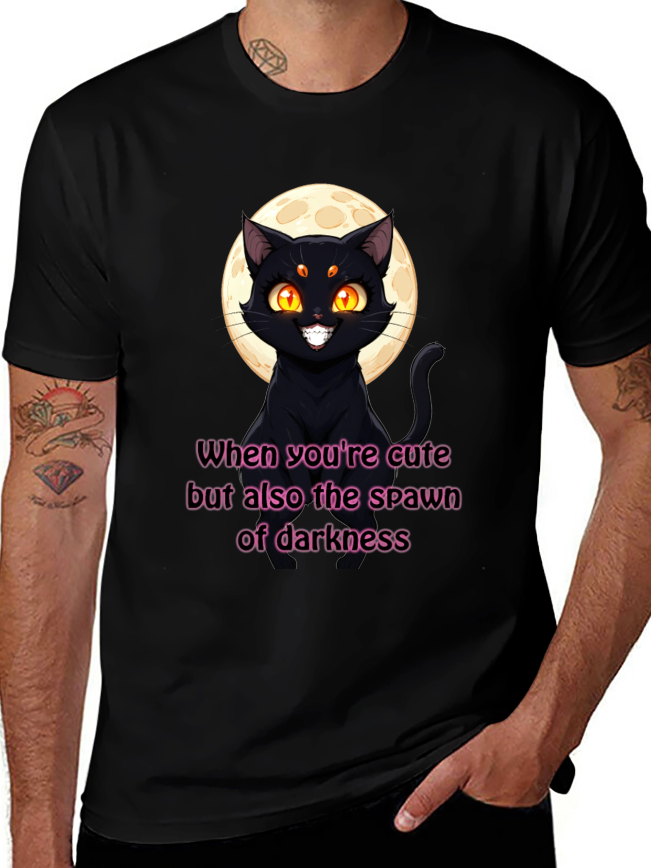 Cute & Dark Cat Graphic T-Shirt