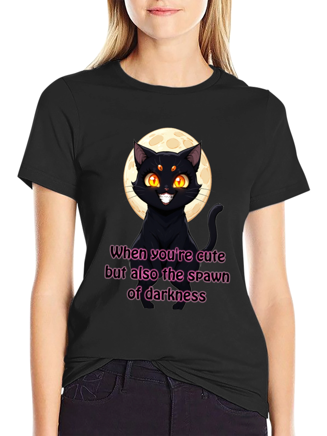 Cute & Dark Cat Graphic T-Shirt