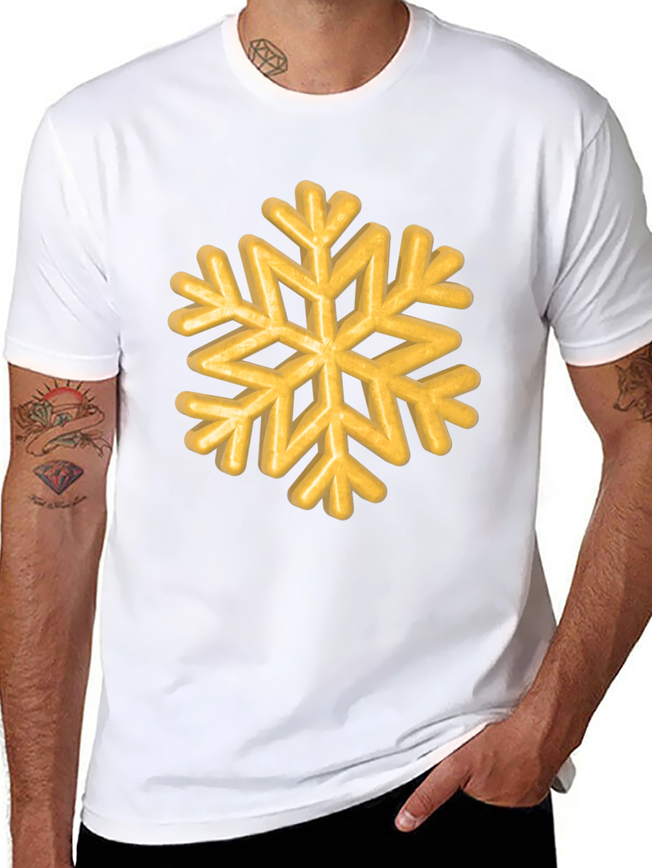 Golden Snowflake Graphic Tee - Unisex Black T-Shirt