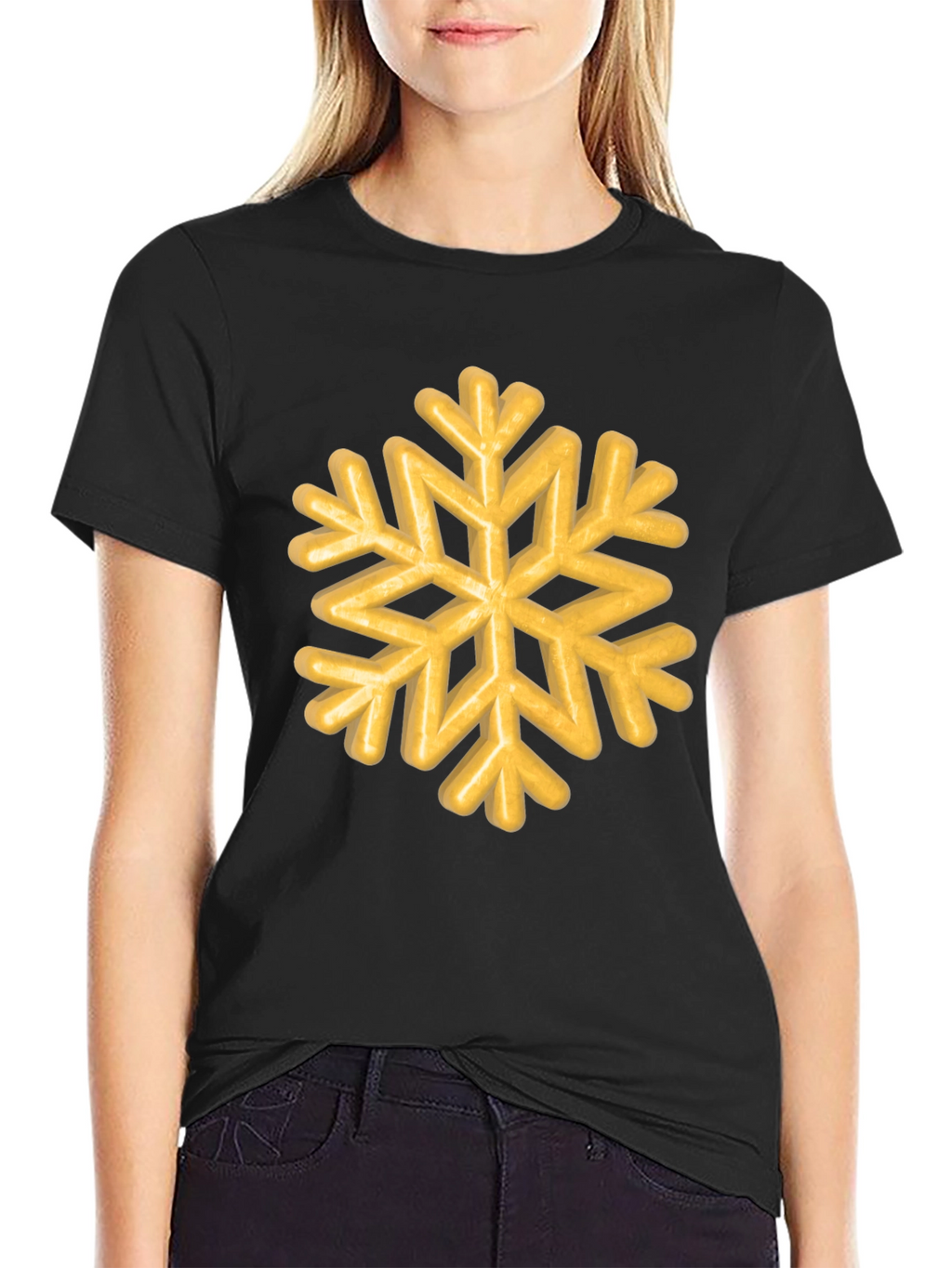 Golden Snowflake Graphic Tee - Unisex Black T-Shirt