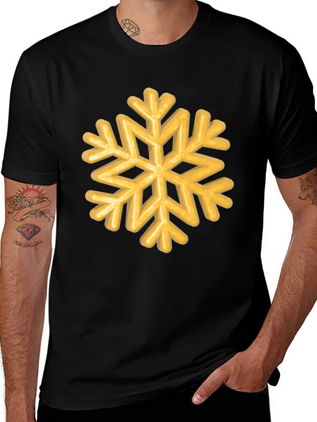 Golden Snowflake Graphic Tee - Unisex Black T-Shirt