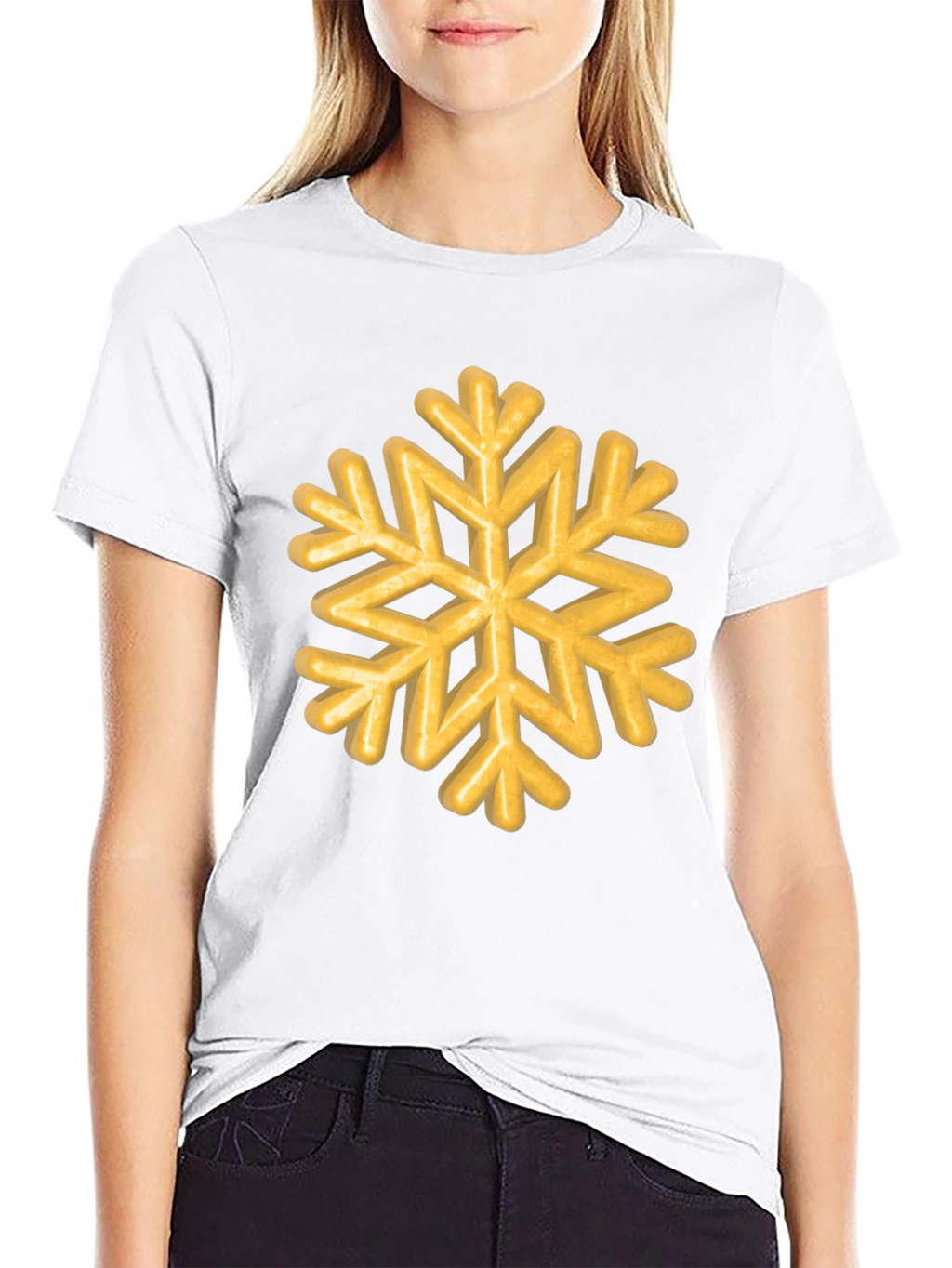 Golden Snowflake Graphic Tee - Unisex Black T-Shirt