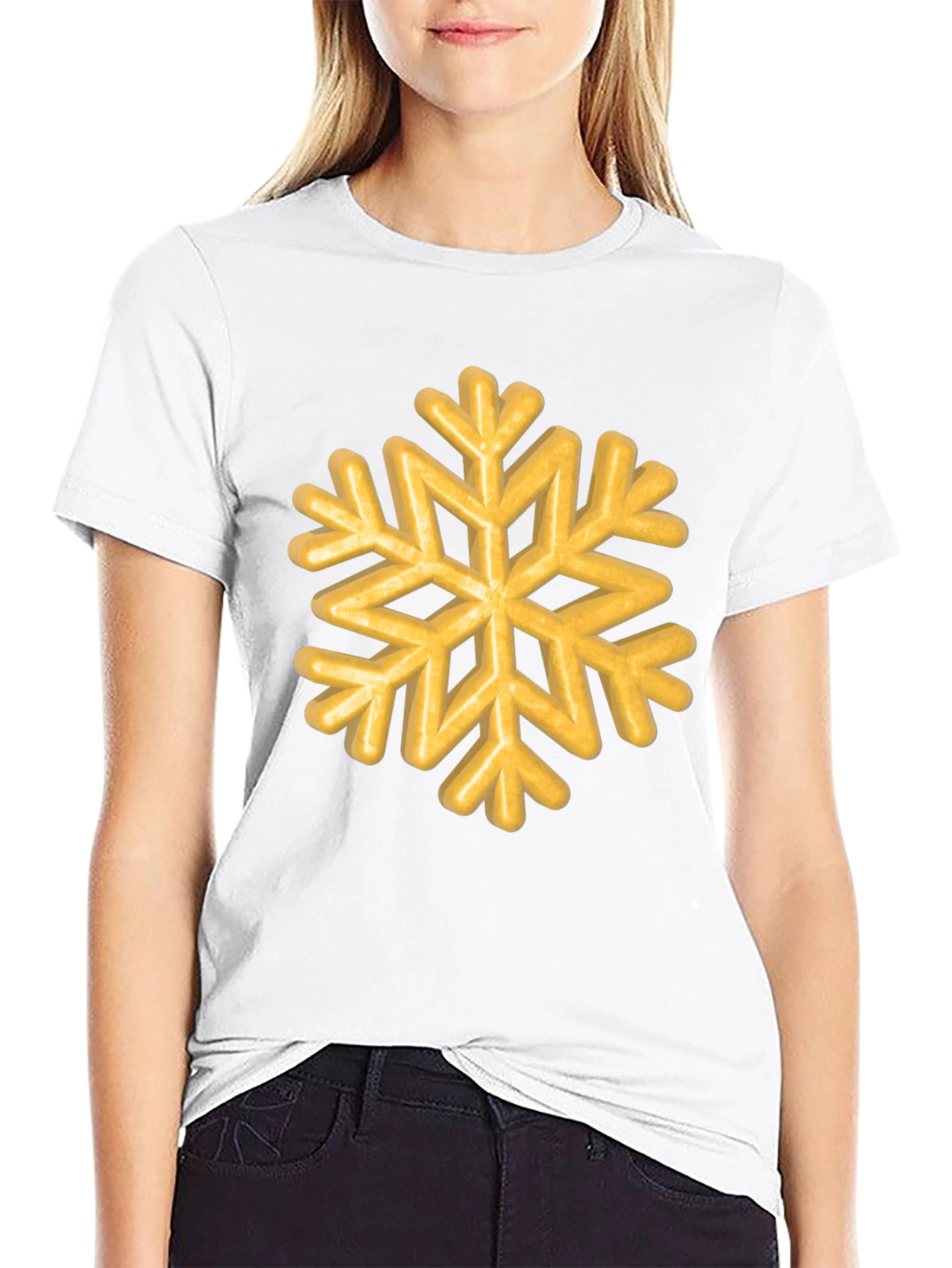 Golden Snowflake Graphic Tee - Unisex Black T-Shirt