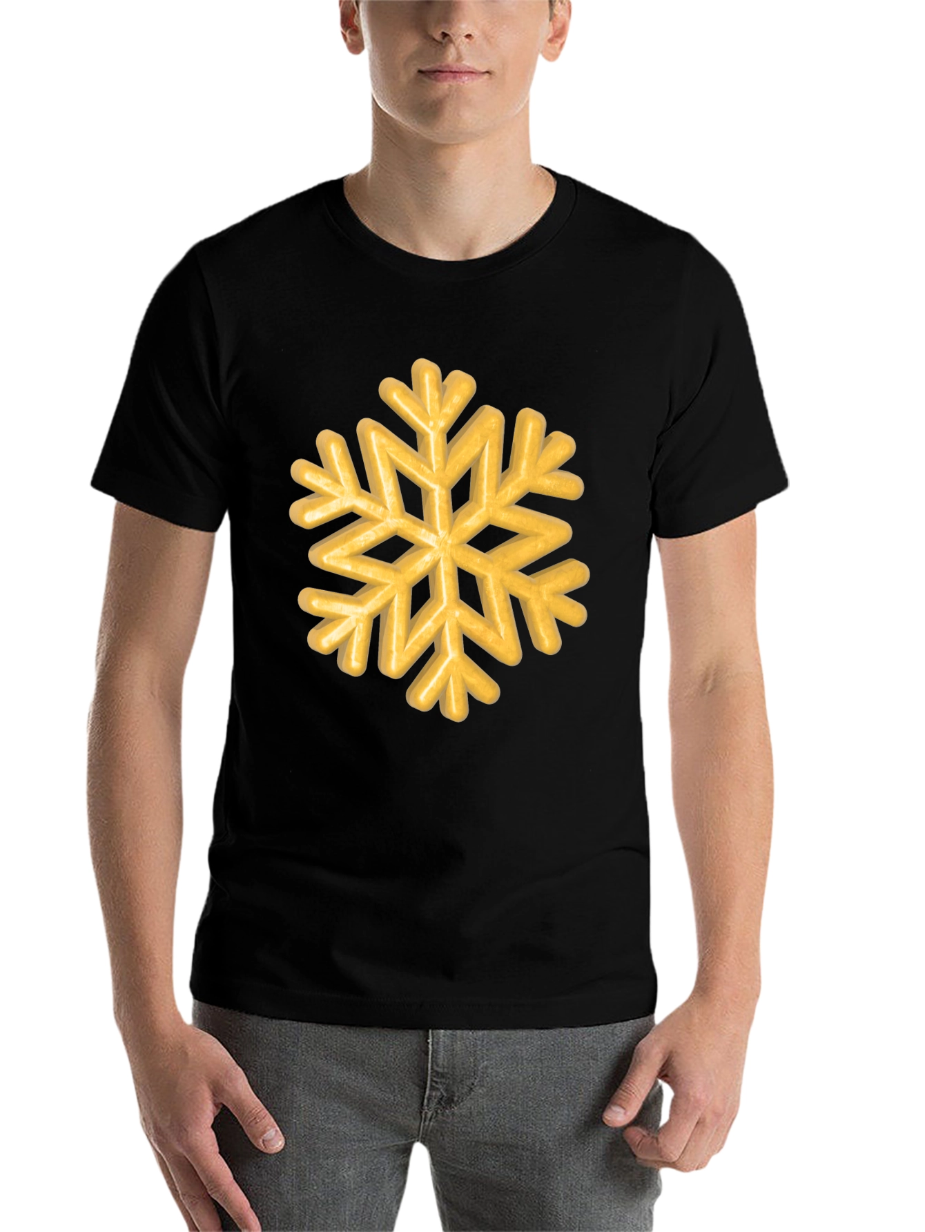Golden Snowflake Graphic Tee - Unisex Black T-Shirt