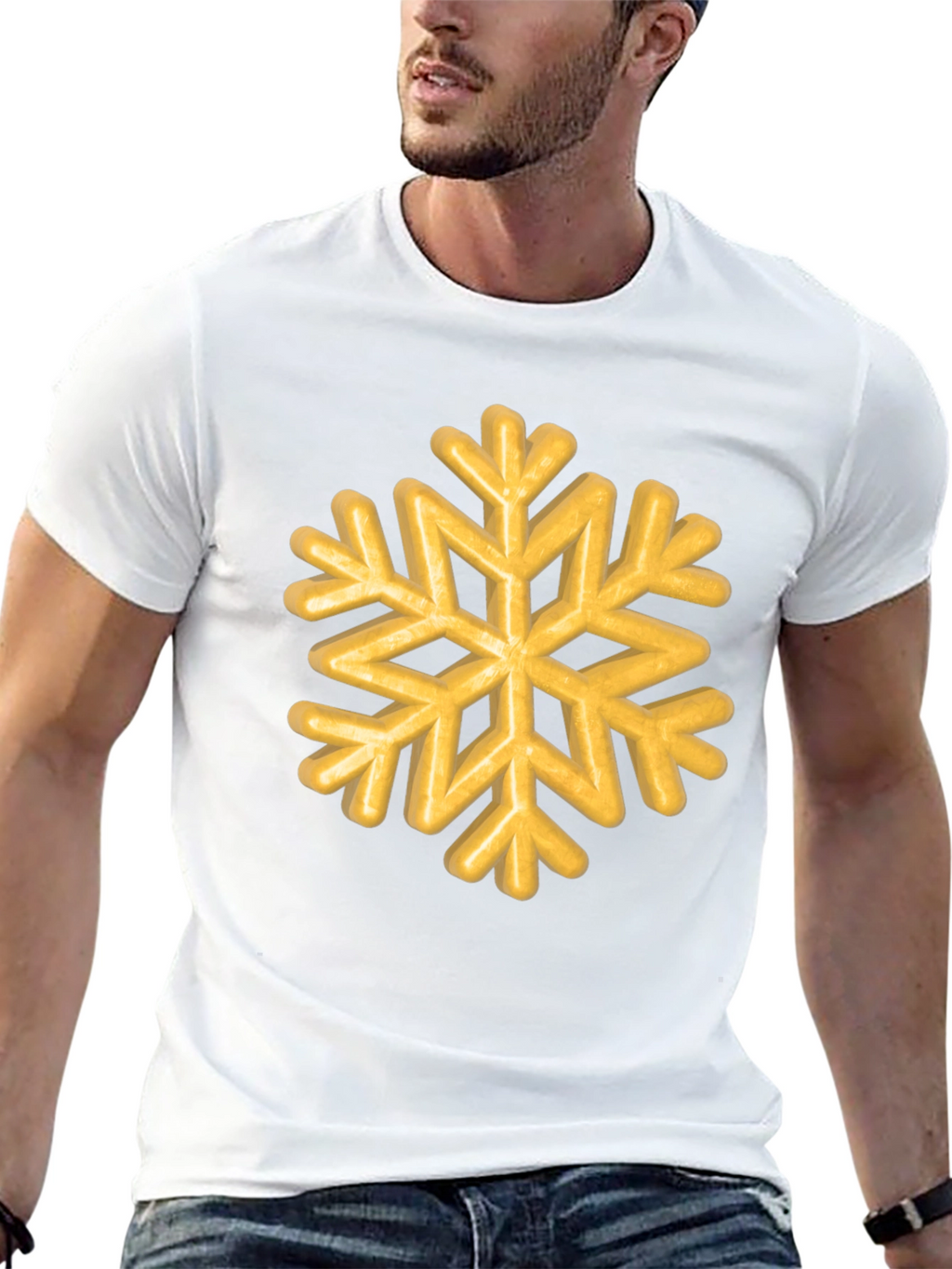 Golden Snowflake Graphic Tee - Unisex Black T-Shirt