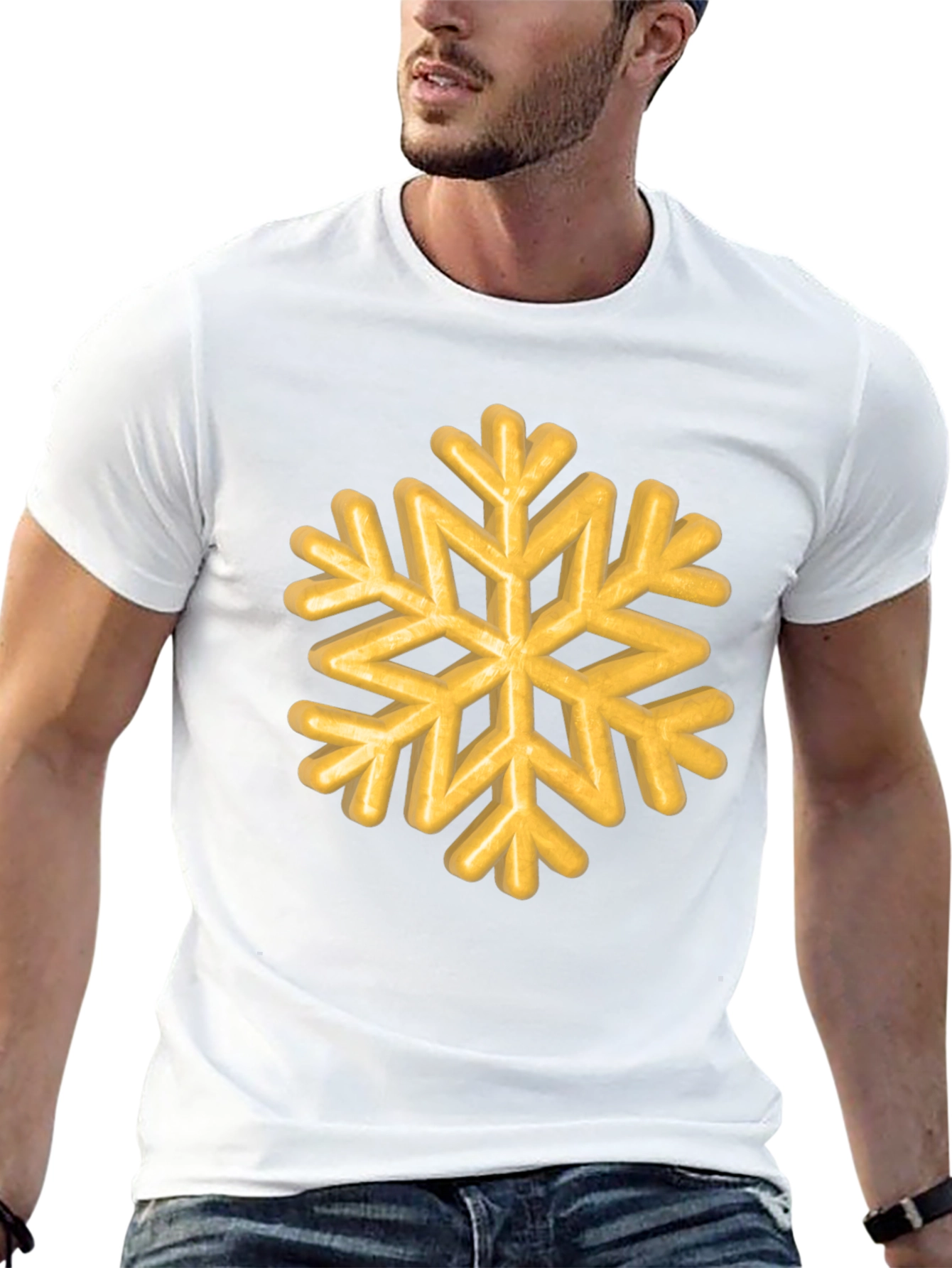 Golden Snowflake Graphic Tee - Unisex Black T-Shirt