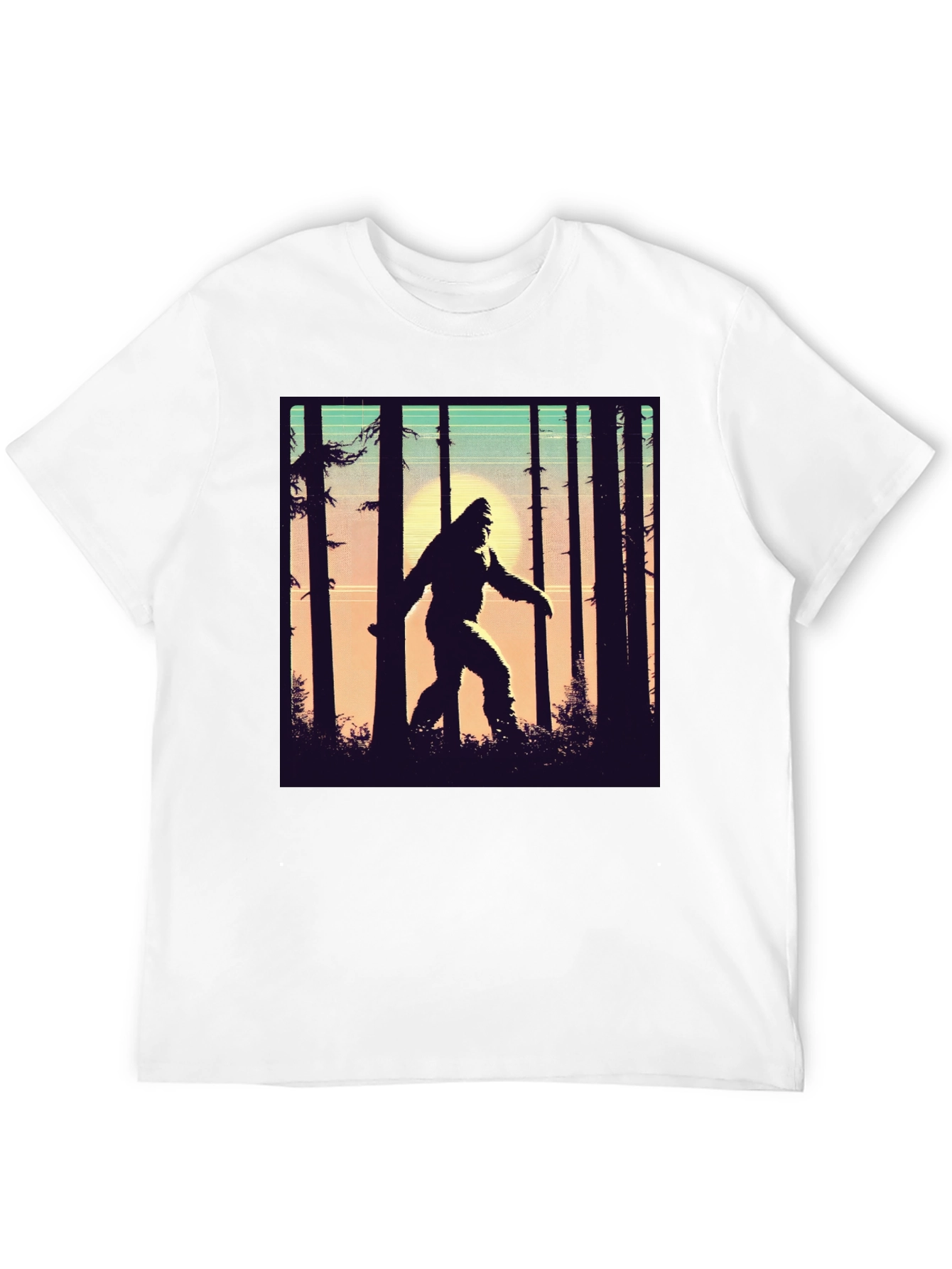 Sasquatch T-Shirt Bigfoot in Forest Graphic Tee