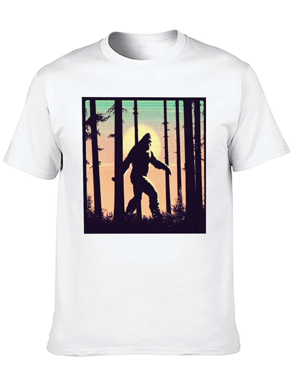 Sasquatch T-Shirt Bigfoot in Forest Graphic Tee
