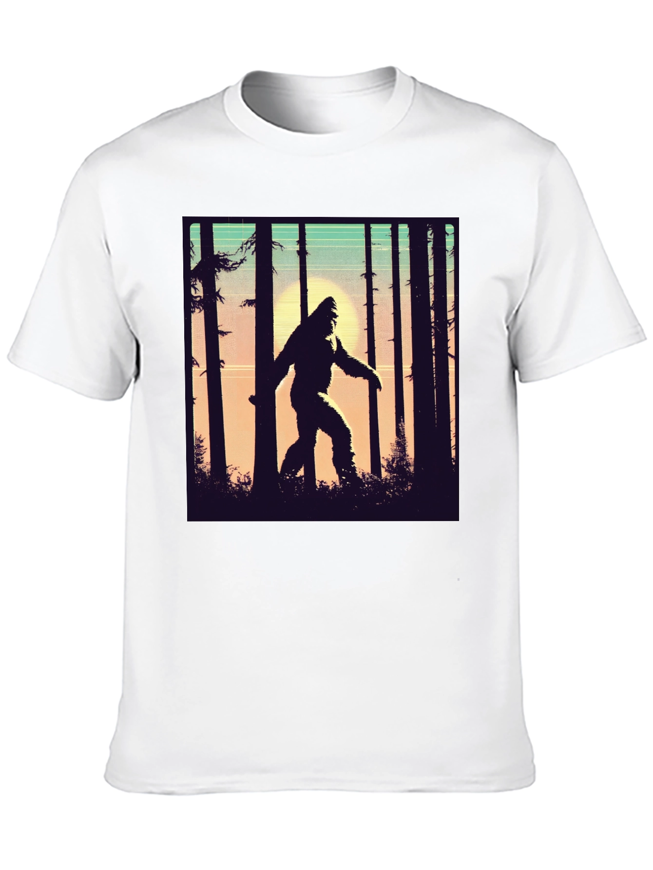 Sasquatch T-Shirt Bigfoot in Forest Graphic Tee