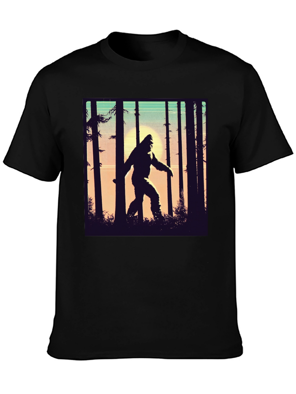 Sasquatch T-Shirt Bigfoot in Forest Graphic Tee
