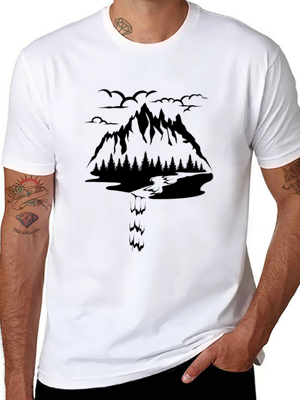 Mountain Graphic Black T-Shirt Nature Adventure