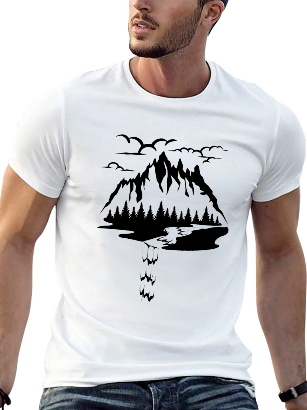 Mountain Graphic Black T-Shirt Nature Adventure