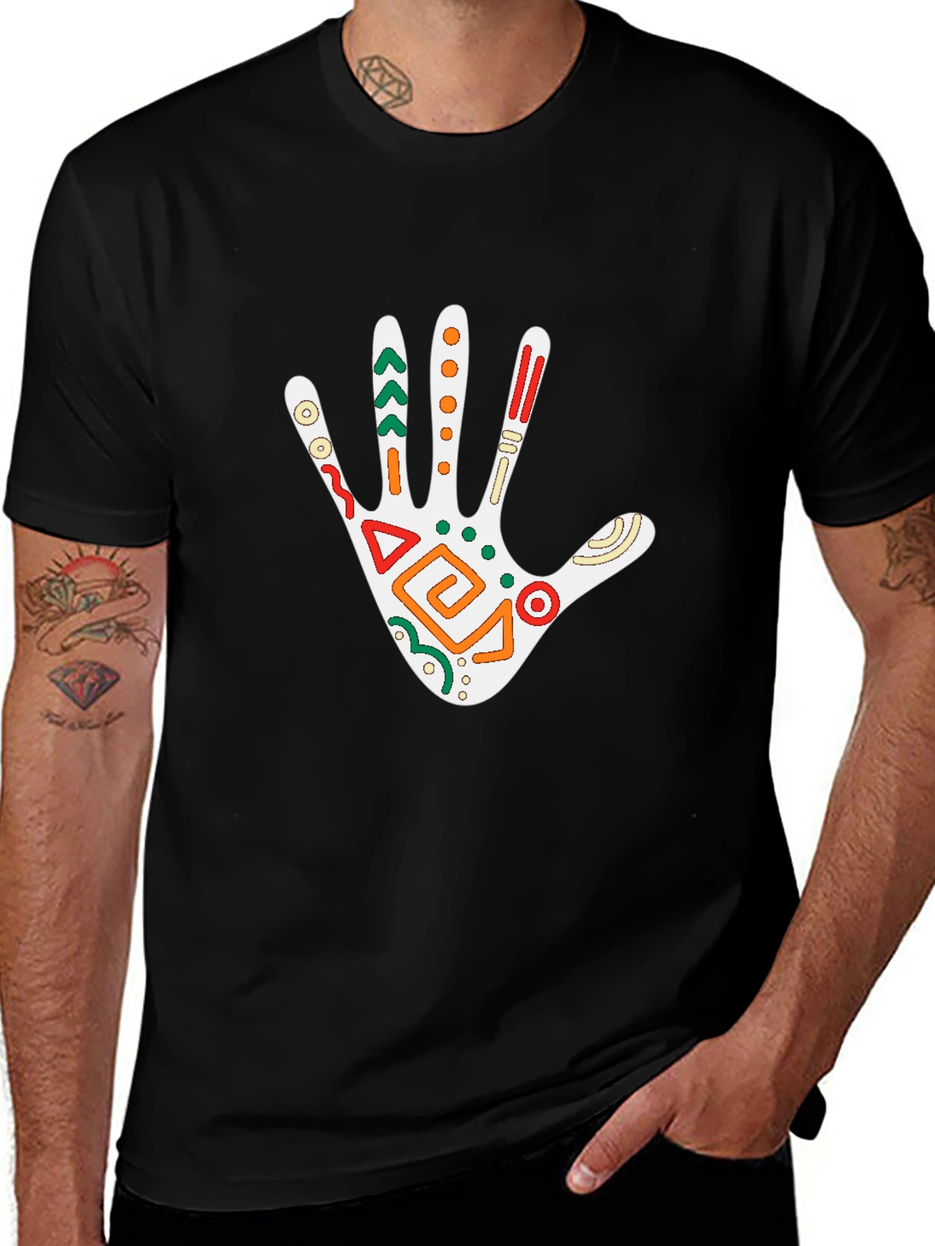 Tribal Hand Graphic Tee - Black T-Shirt