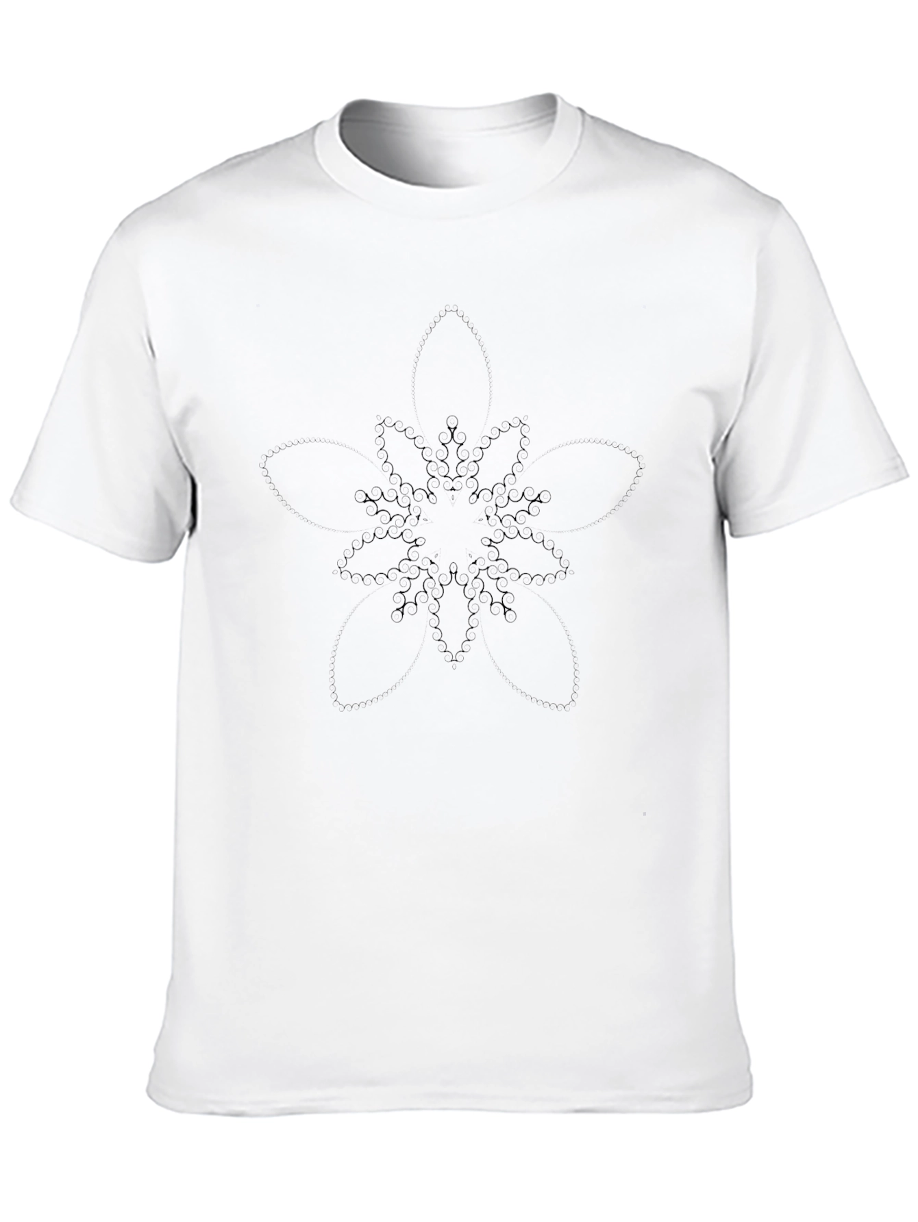 Mens Black Graphic Tee - Subtle Floral Pattern