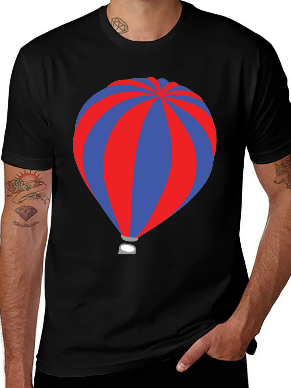 Striped Hot Air Balloon Graphic T-Shirt