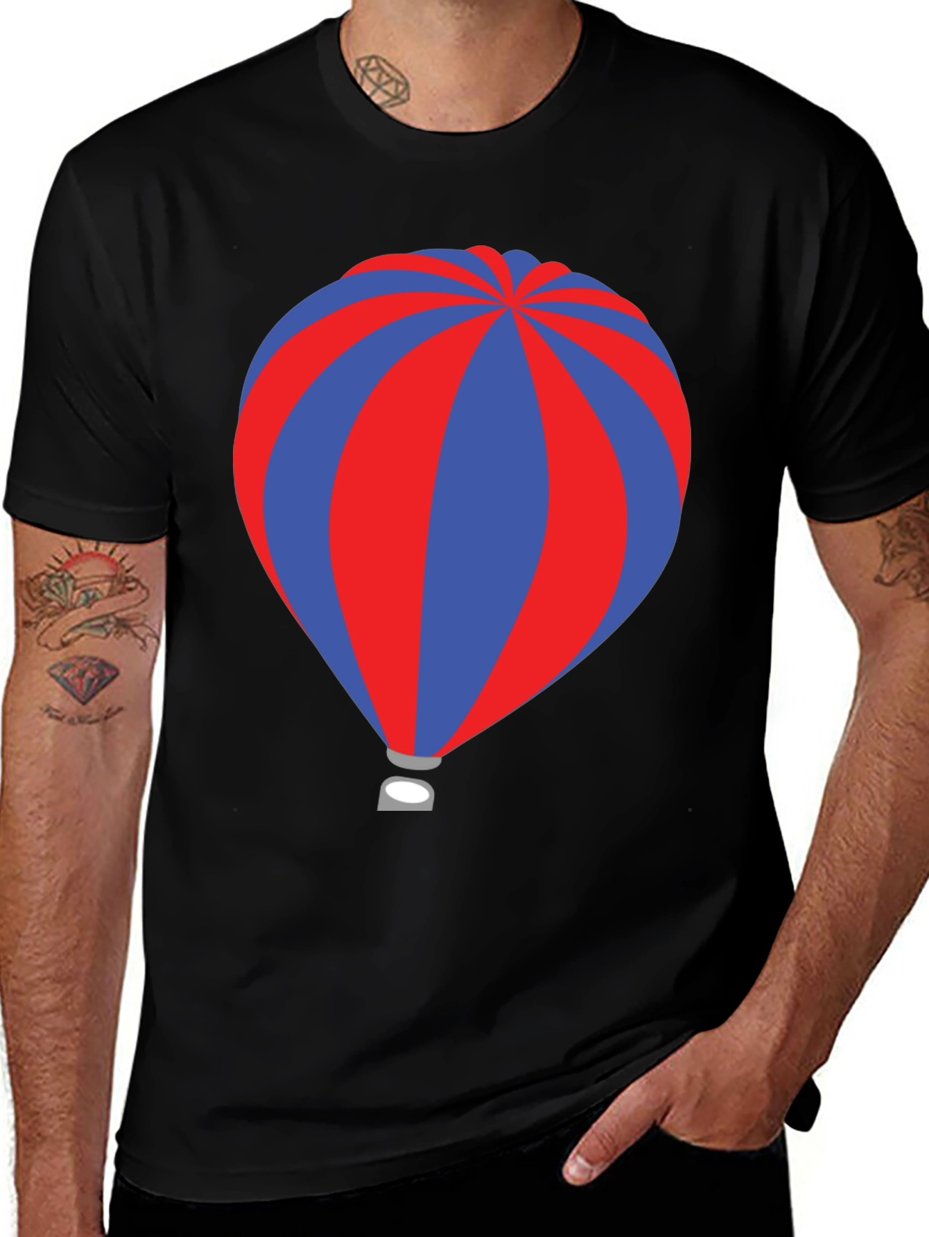 Striped Hot Air Balloon Graphic T-Shirt