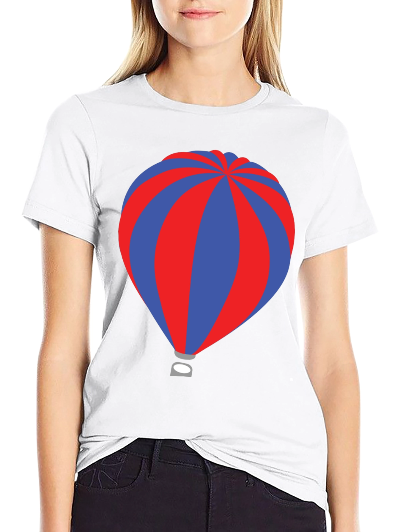 Striped Hot Air Balloon Graphic T-Shirt