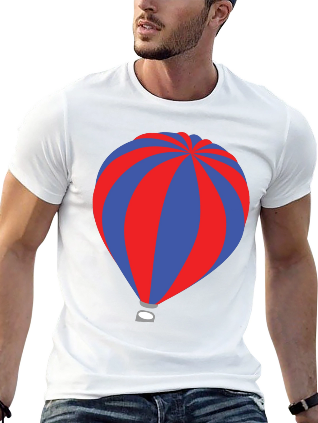 Striped Hot Air Balloon Graphic T-Shirt