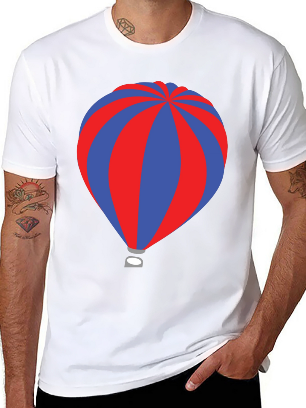 Striped Hot Air Balloon Graphic T-Shirt