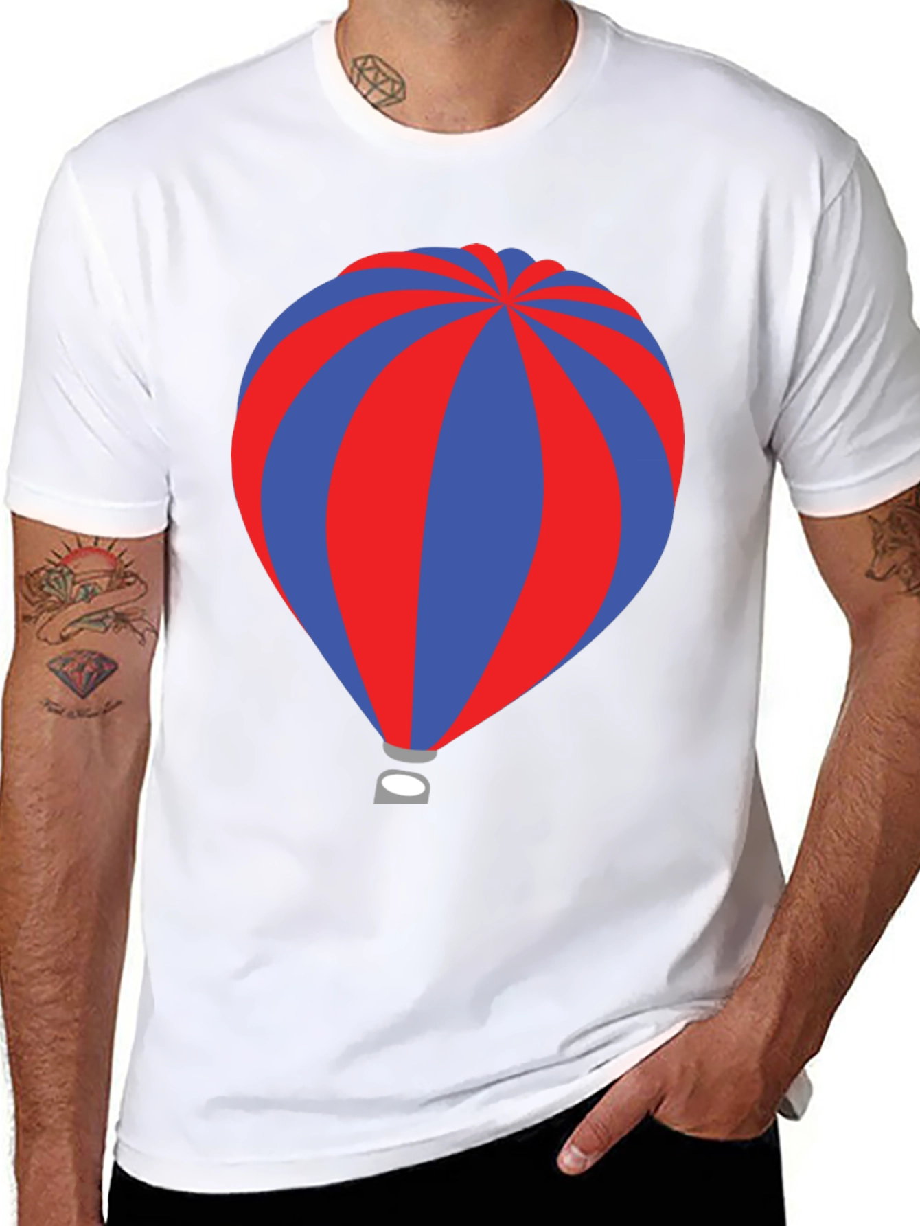 Striped Hot Air Balloon Graphic T-Shirt