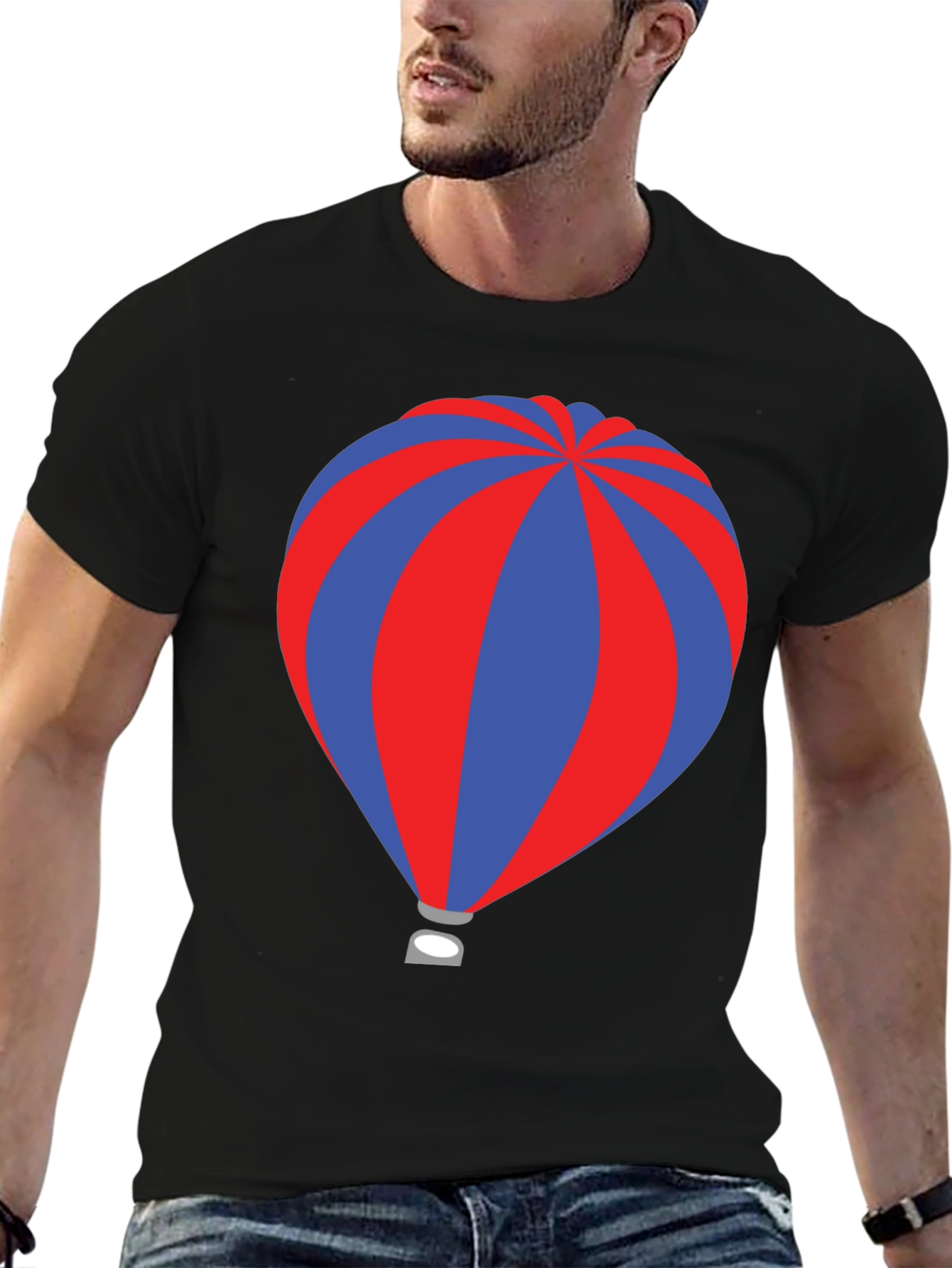 Striped Hot Air Balloon Graphic T-Shirt