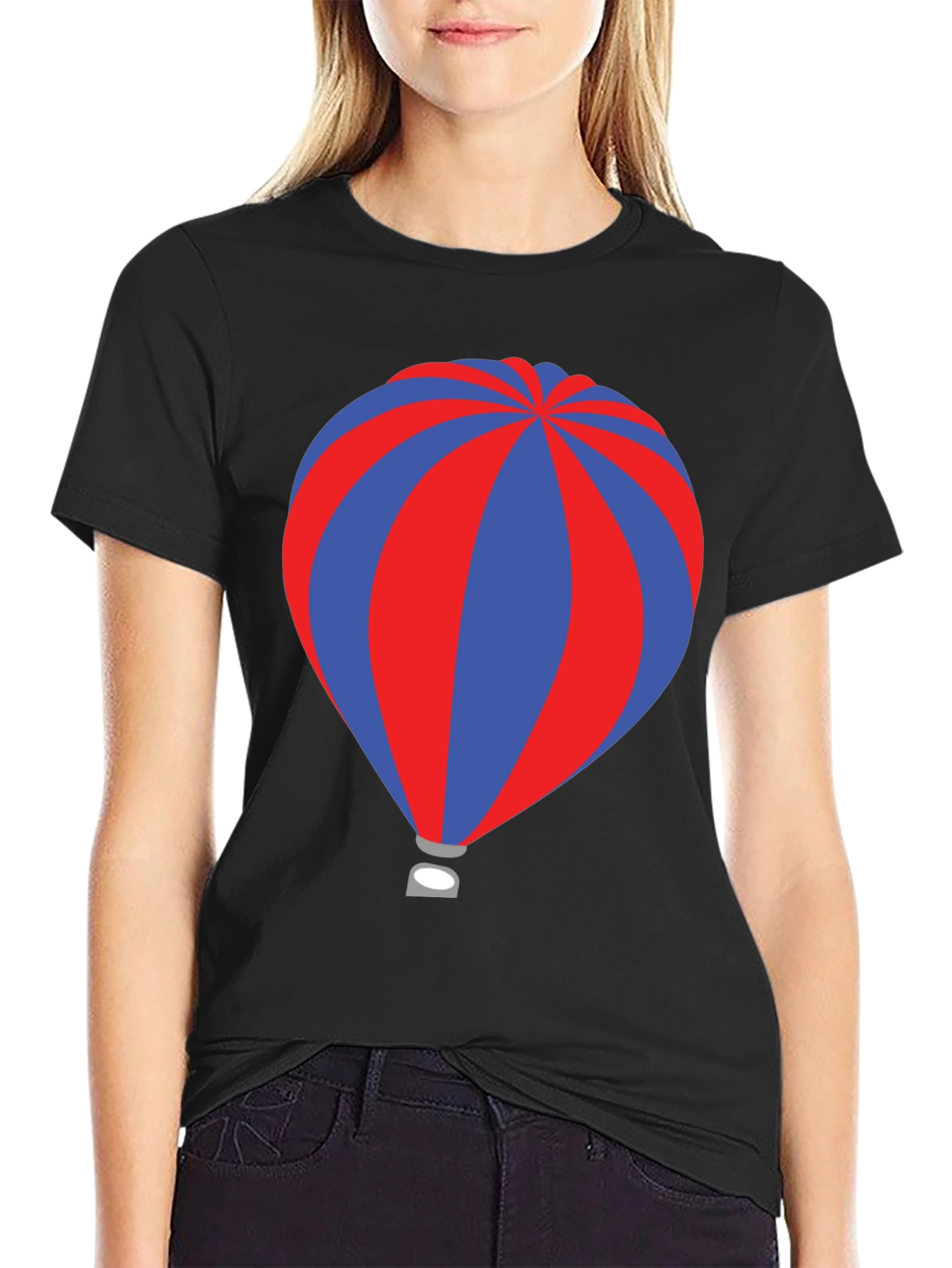 Striped Hot Air Balloon Graphic T-Shirt