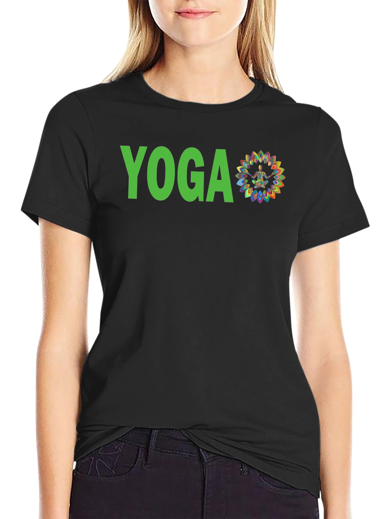 Yoga Graphic Print Tee - Black