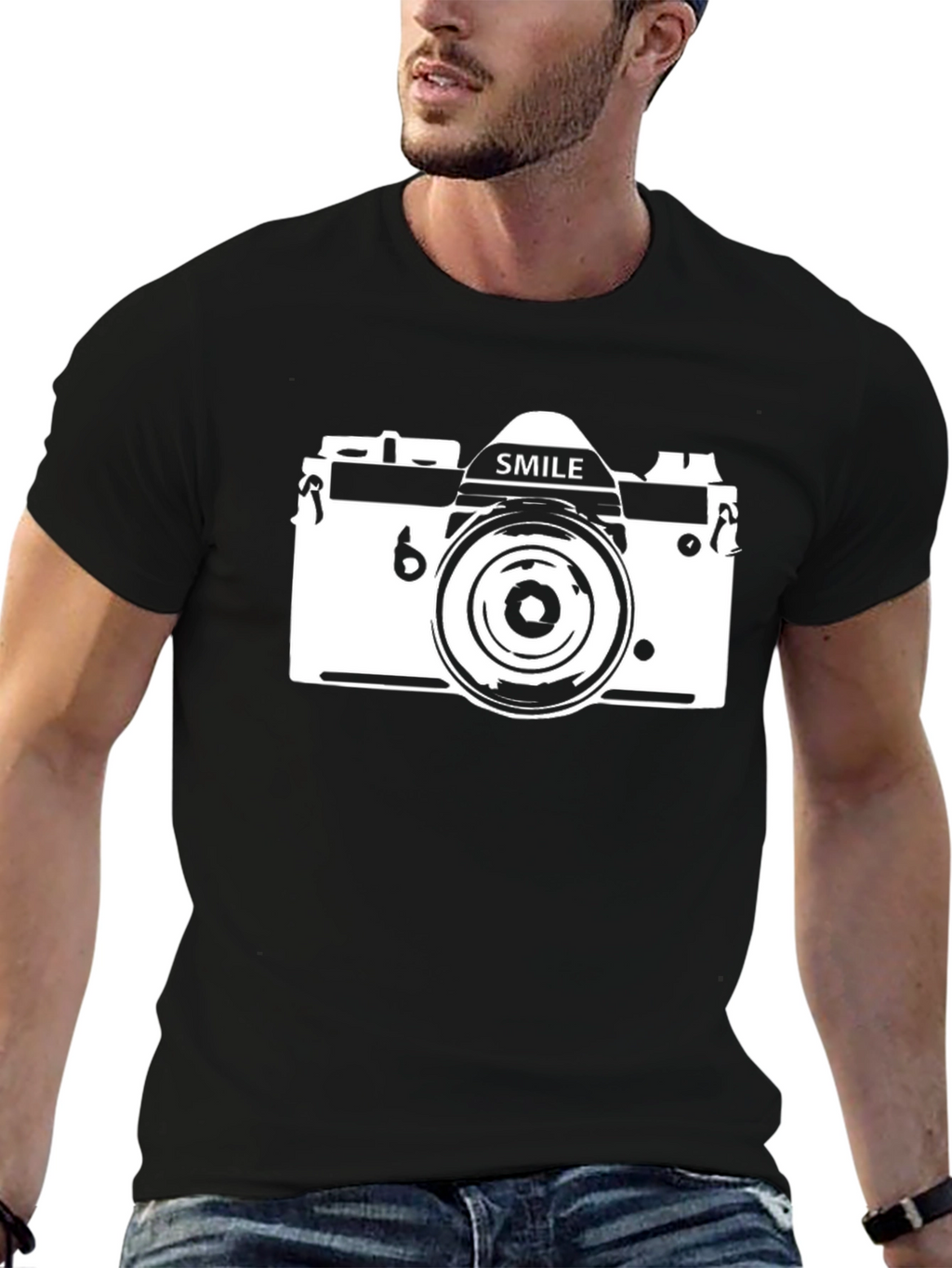 Retro Camera Graphic Tee - Black