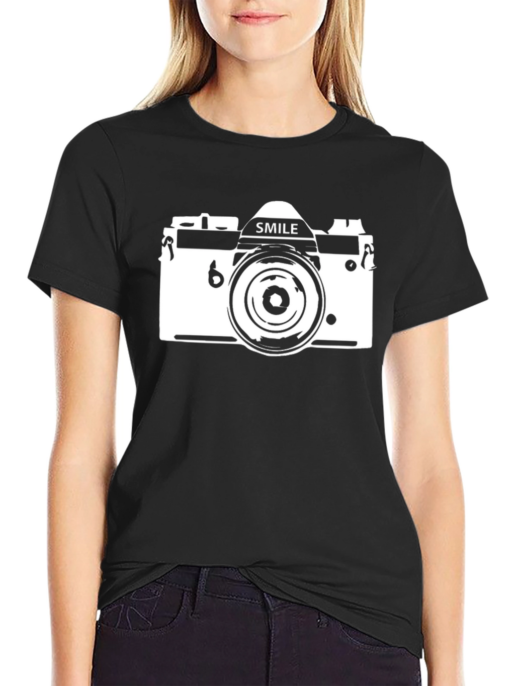 Retro Camera Graphic Tee - Black