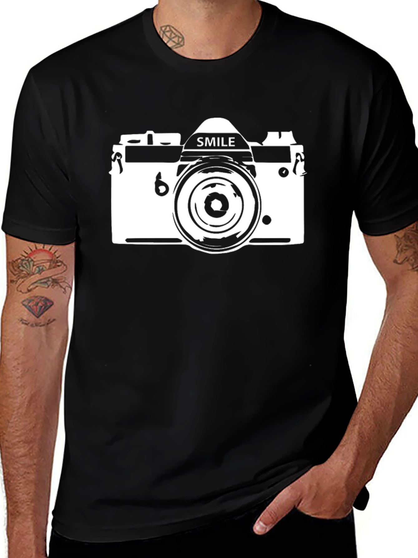 Retro Camera Graphic Tee - Black