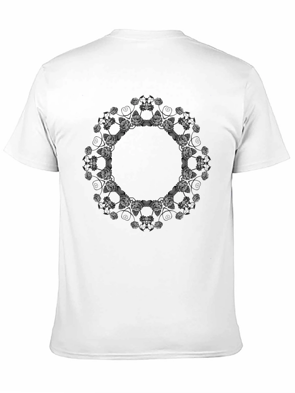 Floral Mandala Print Black T-Shirt