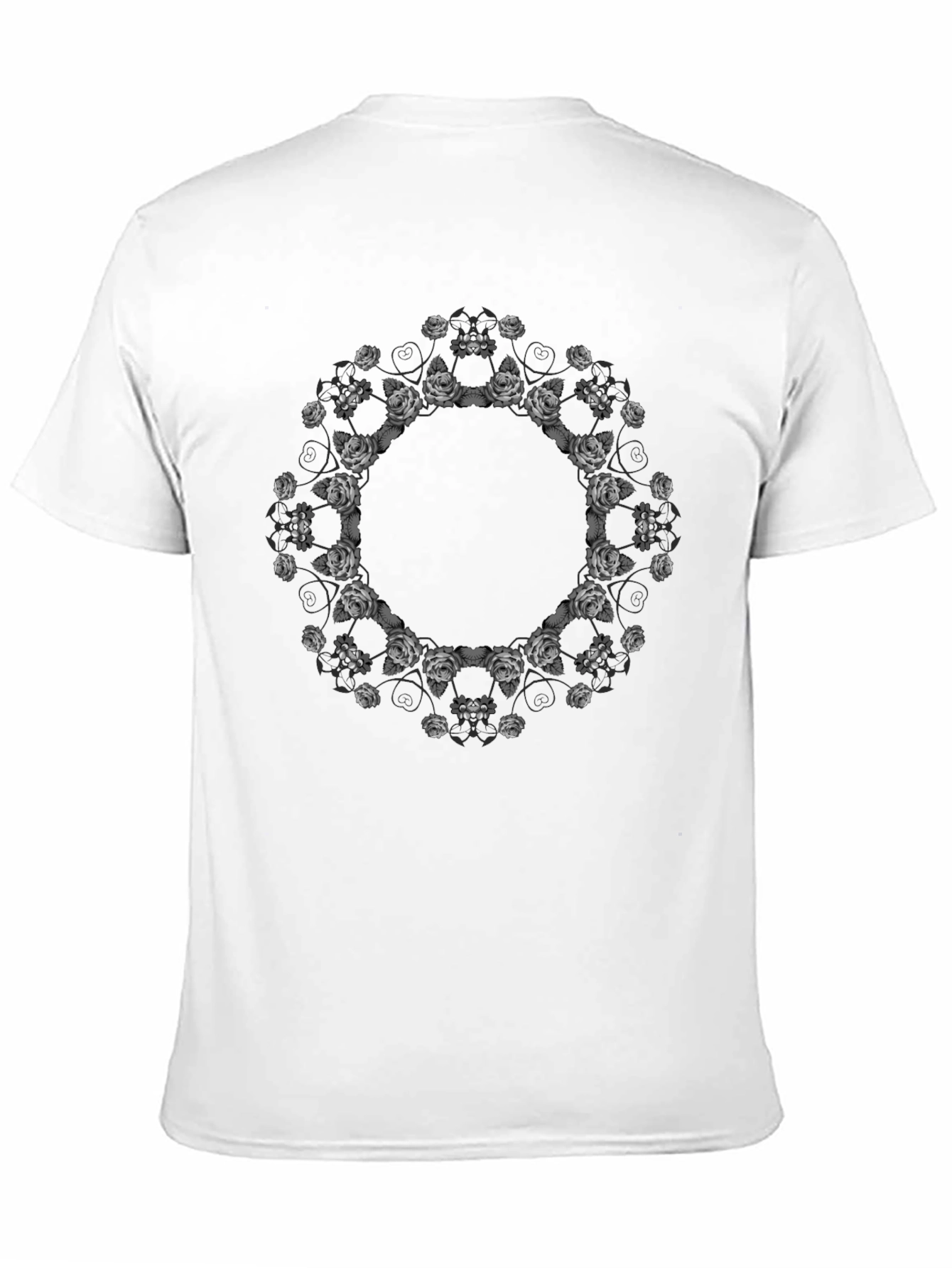 Floral Mandala Print Black T-Shirt