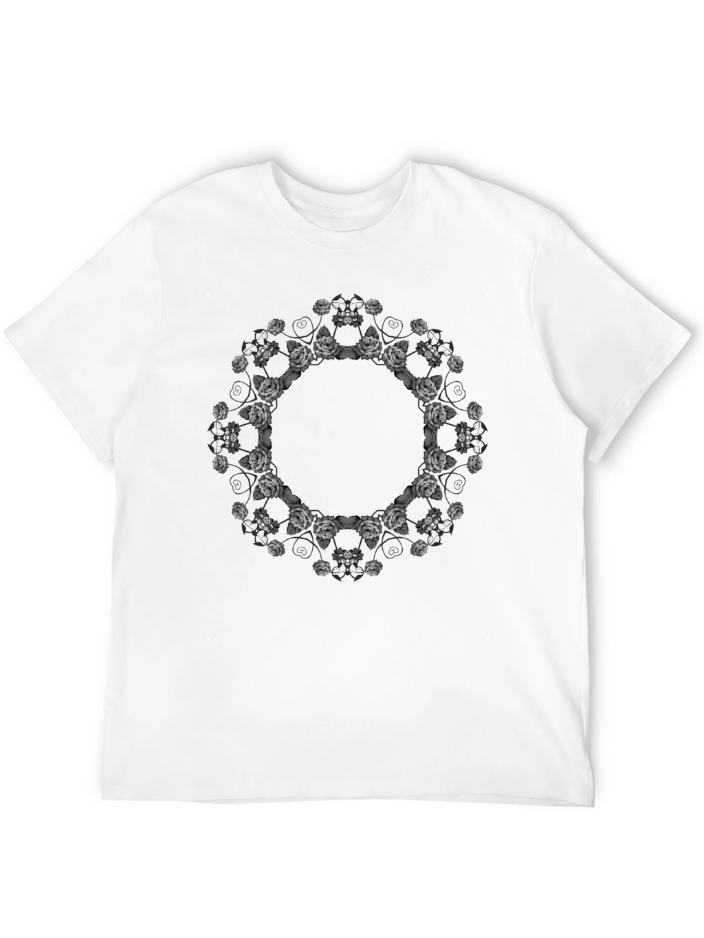 Floral Mandala Print Black T-Shirt