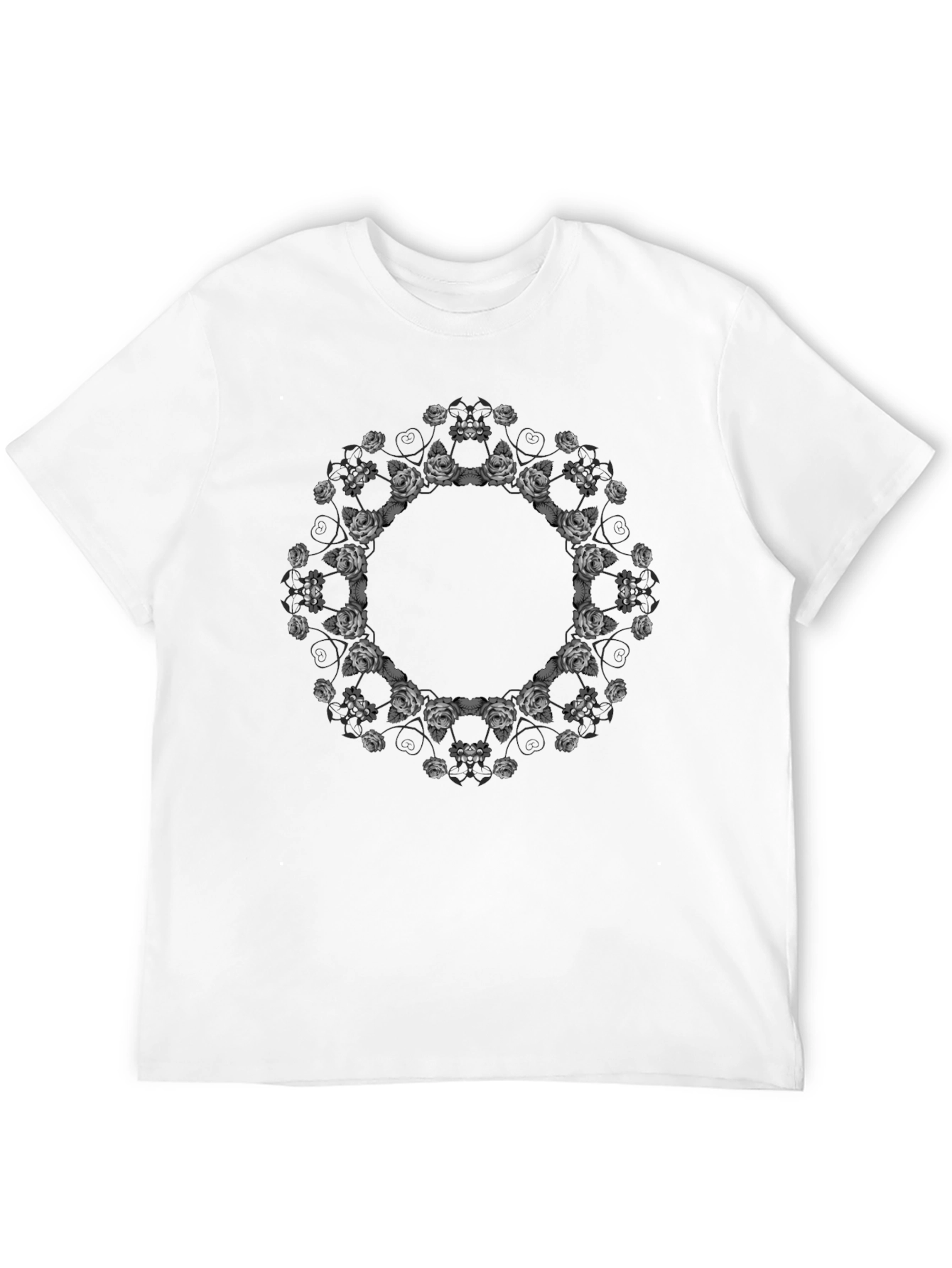 Floral Mandala Print Black T-Shirt