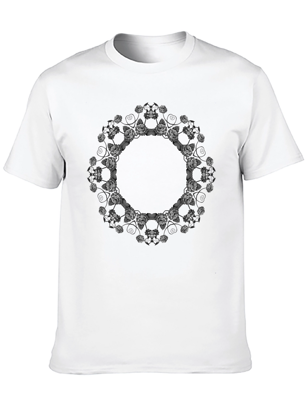 Floral Mandala Print Black T-Shirt