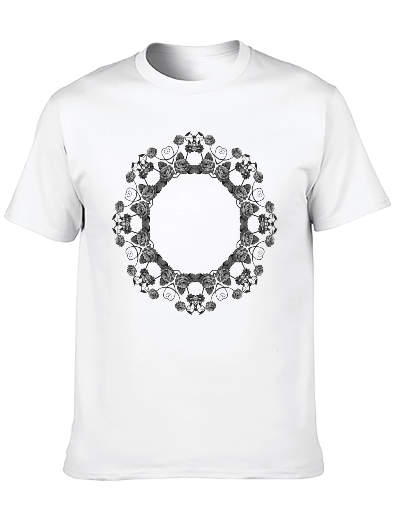 Floral Mandala Print Black T-Shirt