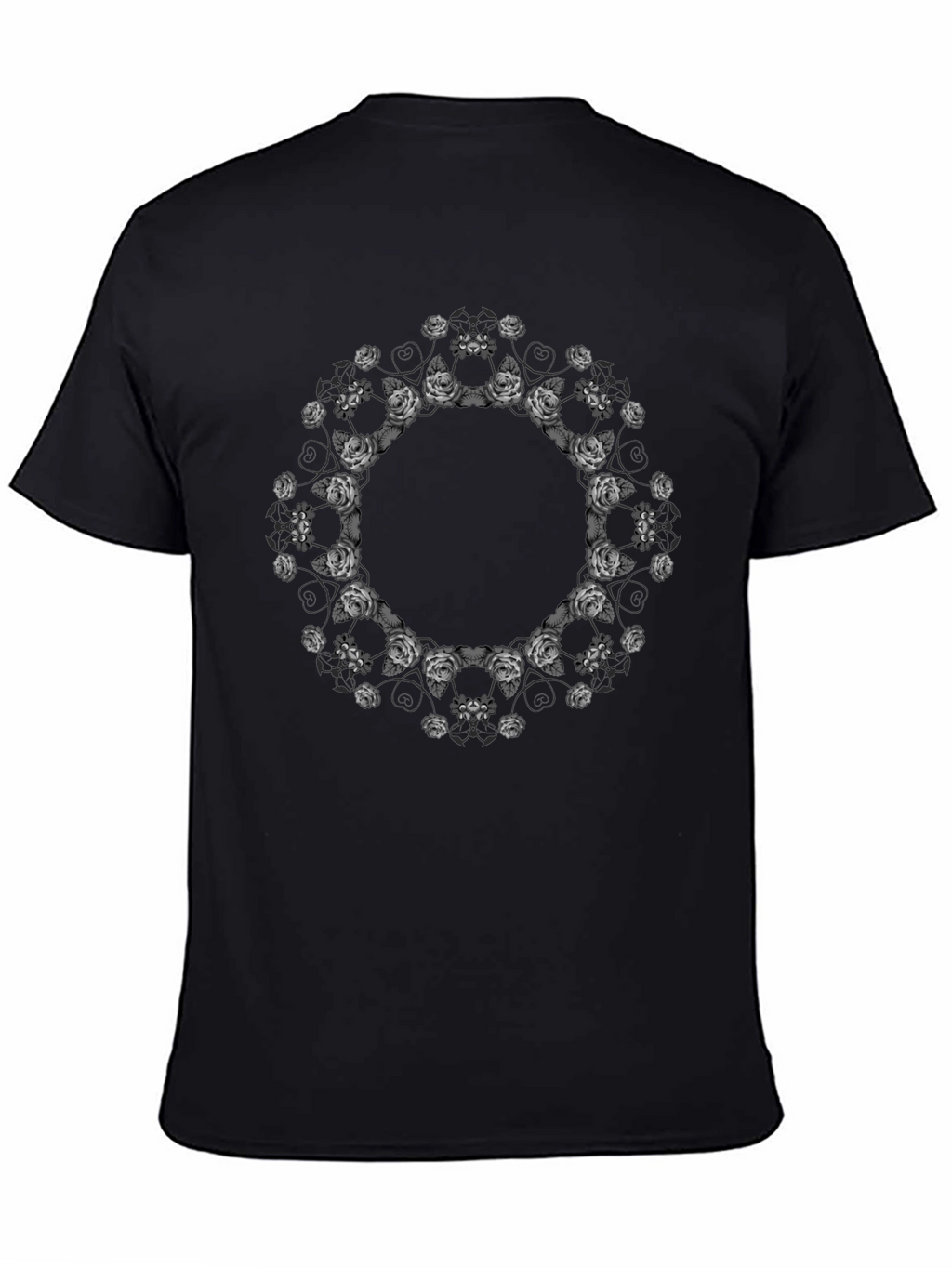 Floral Mandala Print Black T-Shirt