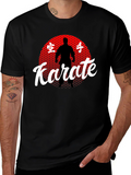 Karate Silhouette Graphic Tee - Black