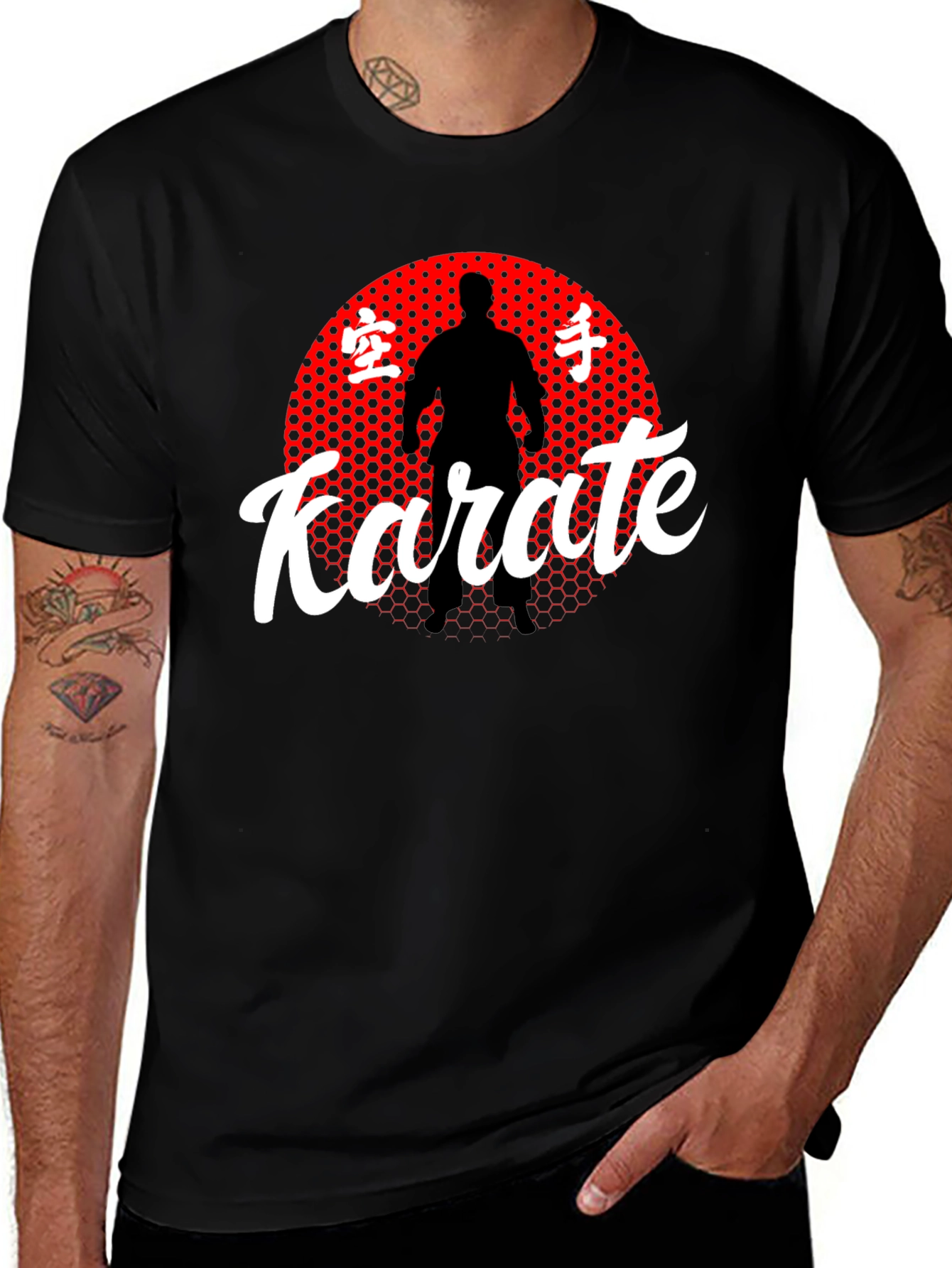 Karate Silhouette Graphic Tee - Black