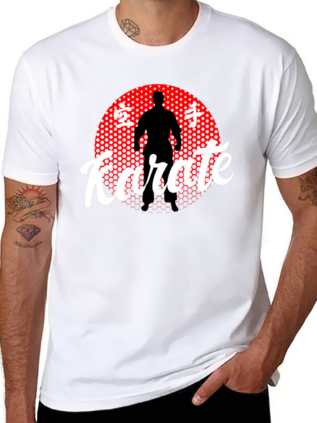 Karate Silhouette Graphic Tee - Black