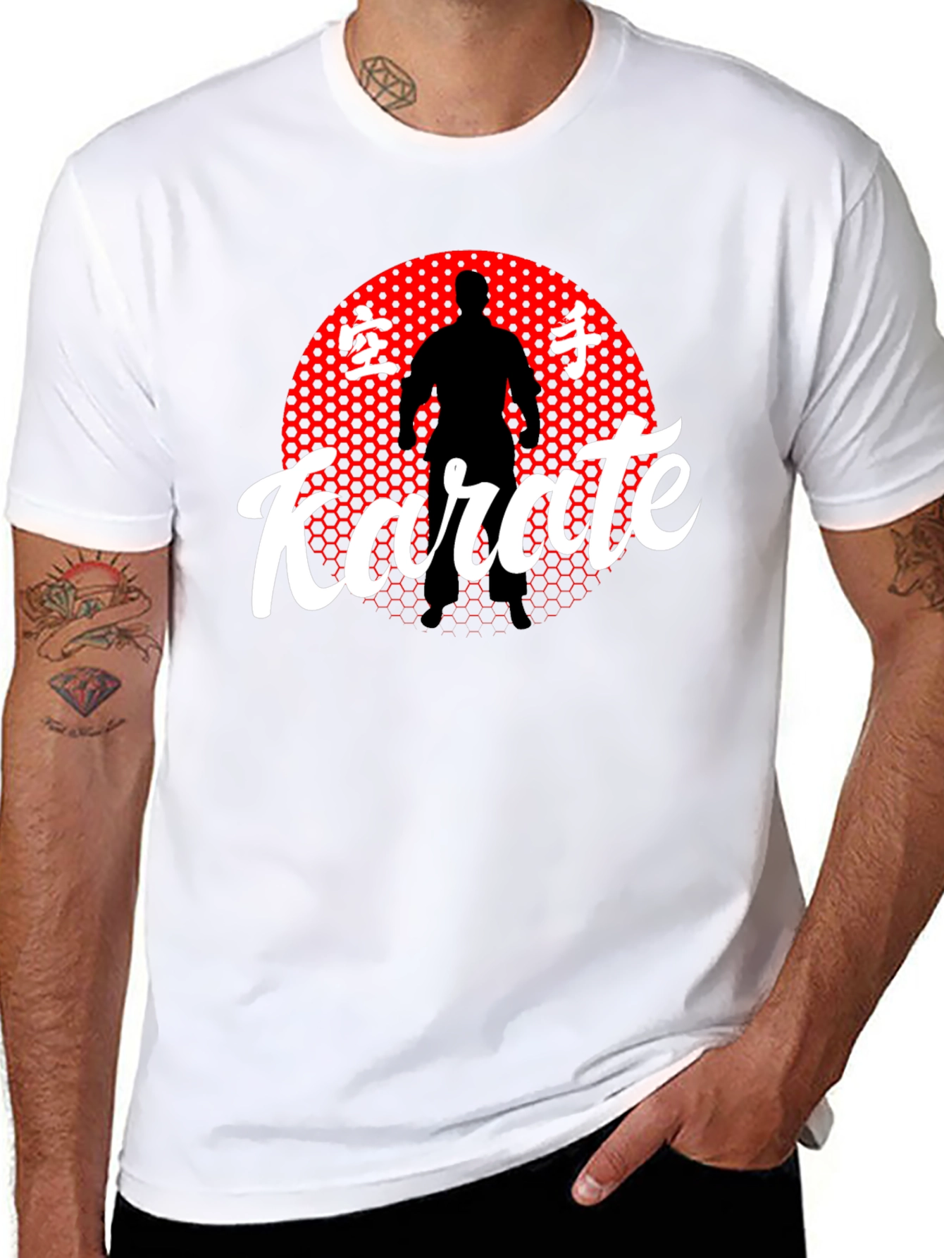 Karate Silhouette Graphic Tee - Black
