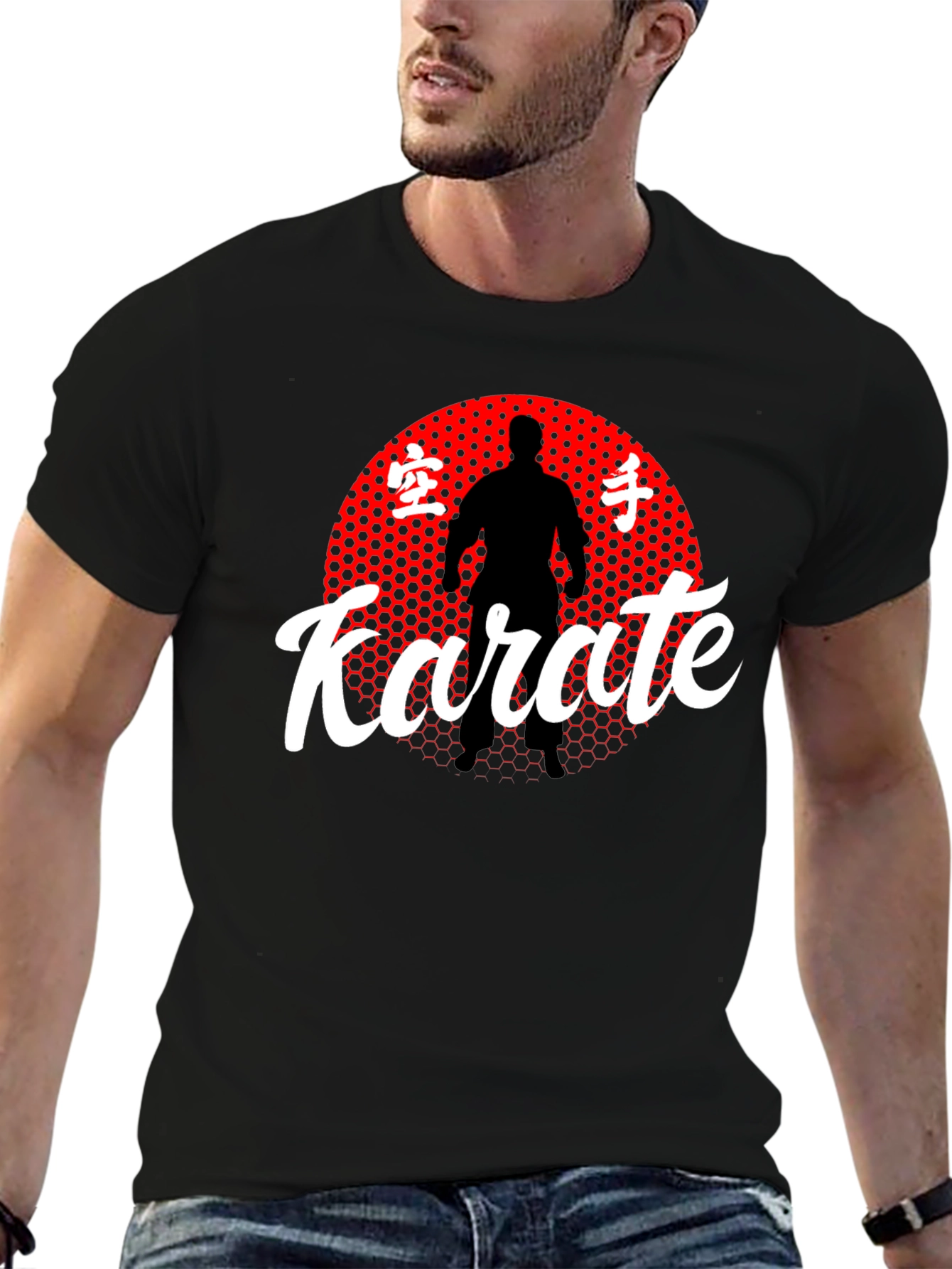 Karate Silhouette Graphic Tee - Black