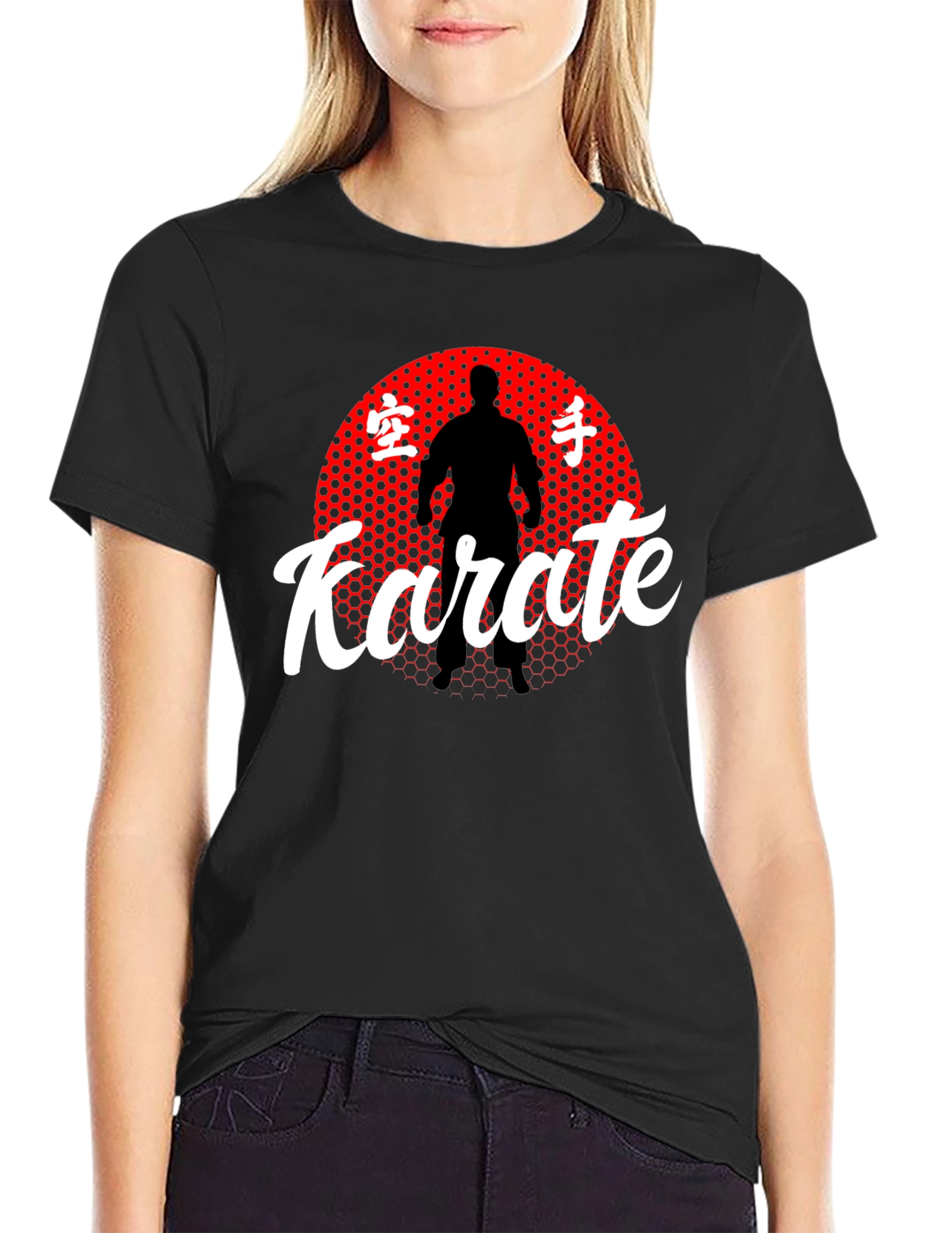 Karate Silhouette Graphic Tee - Black