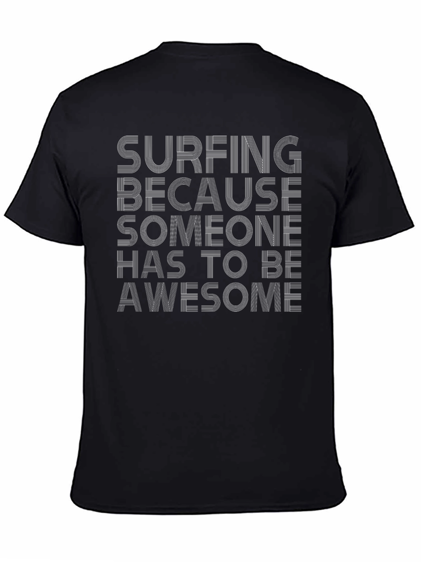Surfing Awesome Graphic Tee - Black Cotton T-Shirt